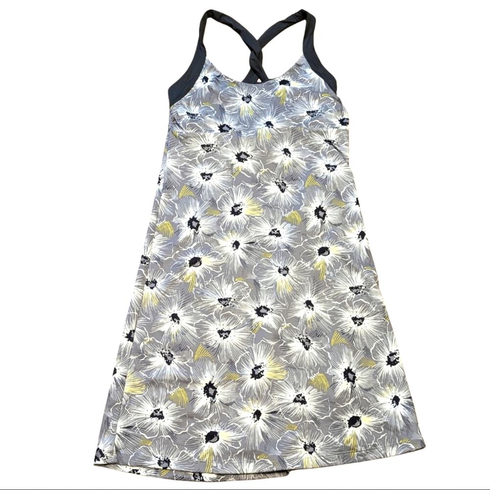 Patagonia Morning Glory Floral Racer Twist Back Outdoor Hiking Summer Mini Dress